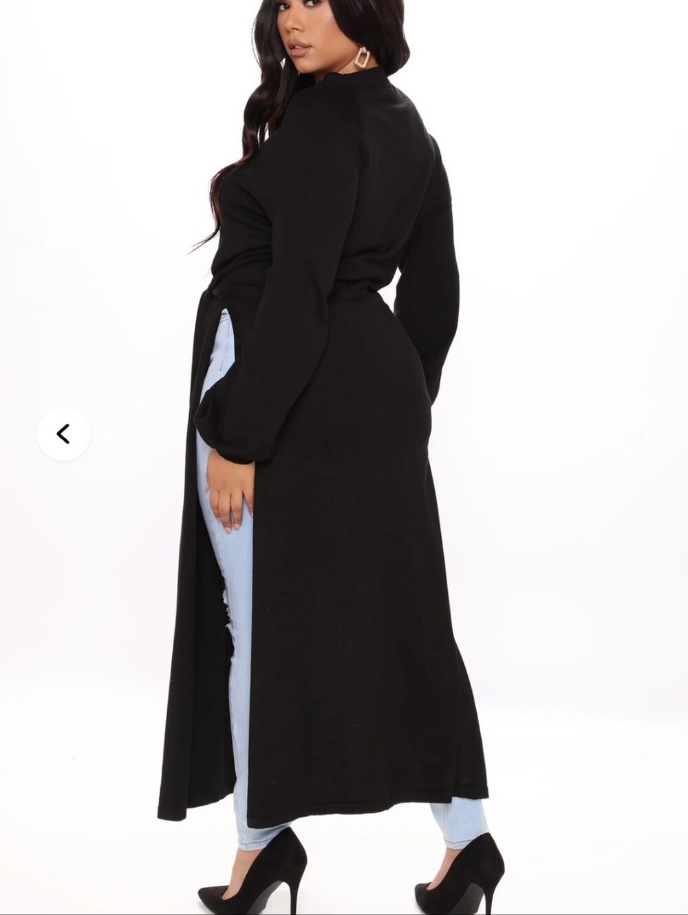 Brand New Long Black Tie-Waist Maxi Tunic - Picture 5 of 8
